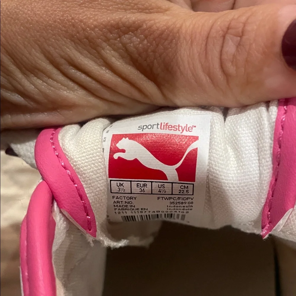 Puma Kids White and Pink Sneakers